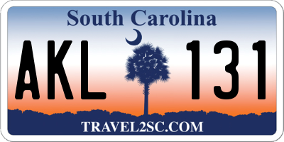 SC license plate AKL131