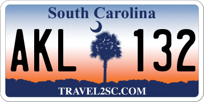 SC license plate AKL132