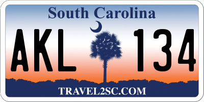 SC license plate AKL134