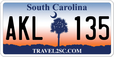 SC license plate AKL135