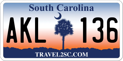 SC license plate AKL136