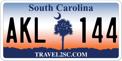 SC license plate AKL144