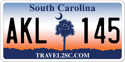SC license plate AKL145