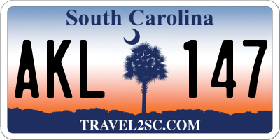 SC license plate AKL147