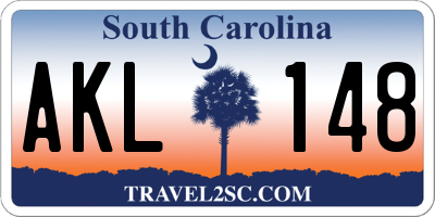 SC license plate AKL148