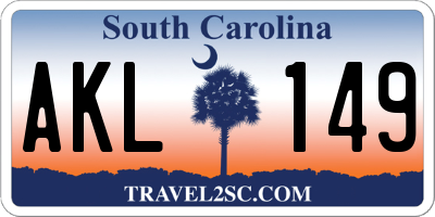 SC license plate AKL149