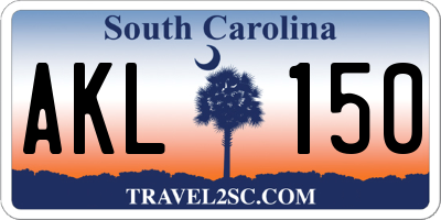SC license plate AKL150