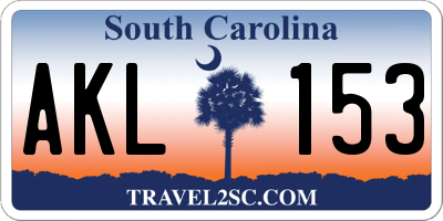 SC license plate AKL153