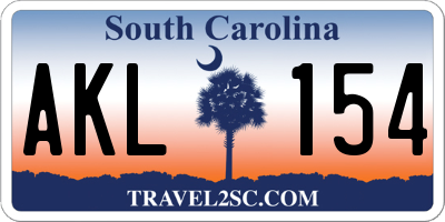 SC license plate AKL154