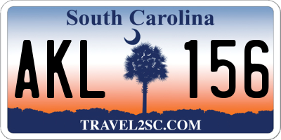 SC license plate AKL156