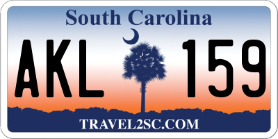 SC license plate AKL159