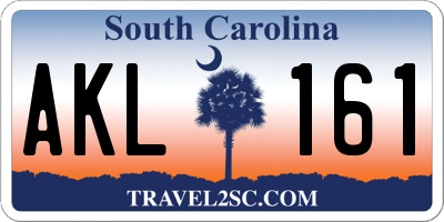SC license plate AKL161