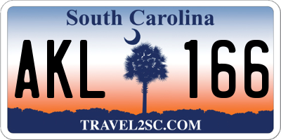 SC license plate AKL166