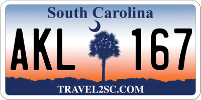 SC license plate AKL167