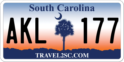 SC license plate AKL177