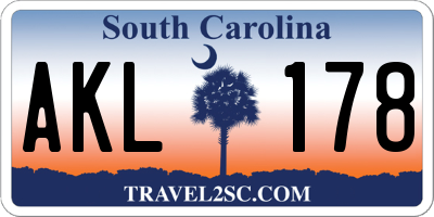 SC license plate AKL178