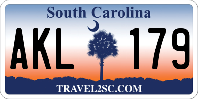 SC license plate AKL179