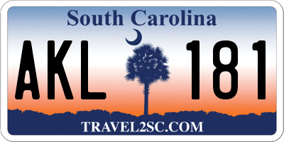 SC license plate AKL181