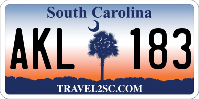 SC license plate AKL183