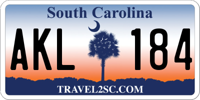 SC license plate AKL184