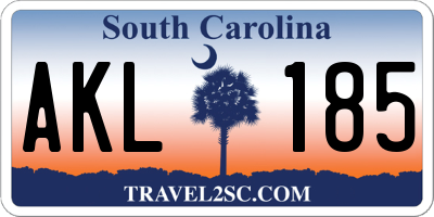 SC license plate AKL185