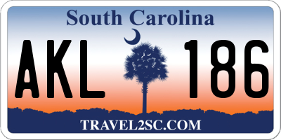 SC license plate AKL186