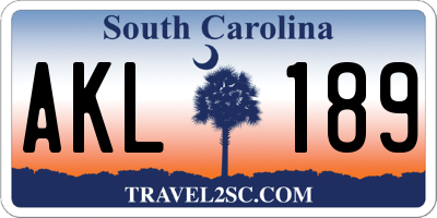 SC license plate AKL189