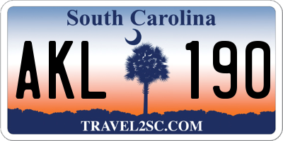 SC license plate AKL190
