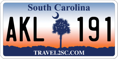SC license plate AKL191