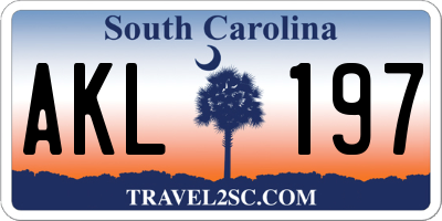 SC license plate AKL197