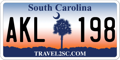 SC license plate AKL198