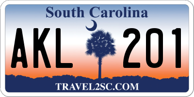 SC license plate AKL201