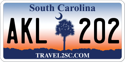 SC license plate AKL202