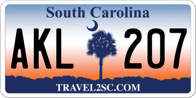 SC license plate AKL207