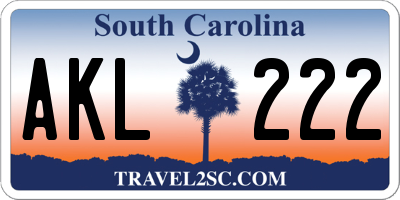 SC license plate AKL222