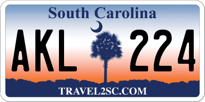 SC license plate AKL224