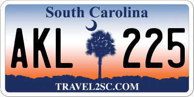 SC license plate AKL225