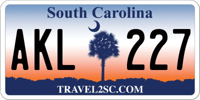 SC license plate AKL227