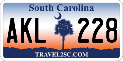 SC license plate AKL228