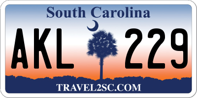 SC license plate AKL229