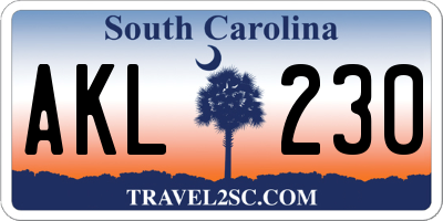 SC license plate AKL230