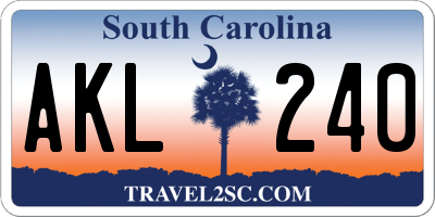 SC license plate AKL240