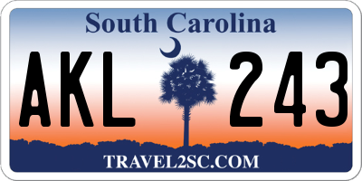 SC license plate AKL243