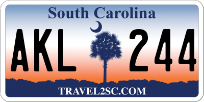 SC license plate AKL244