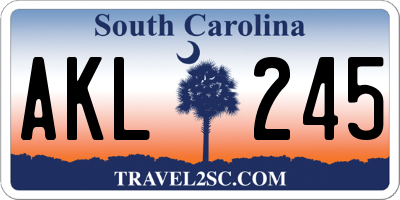 SC license plate AKL245