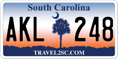 SC license plate AKL248