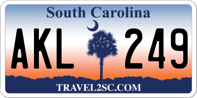 SC license plate AKL249