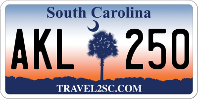 SC license plate AKL250