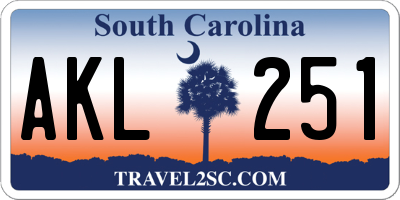 SC license plate AKL251