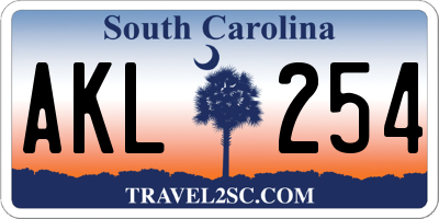 SC license plate AKL254